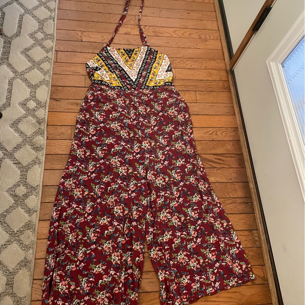 Xhilaration Multicolor Floral Halter Jumpsuit